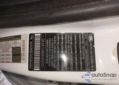 2011 Land Rover Range Rover Hse z USA, uszkodzony, nr VIN SALMF1D46BA340262